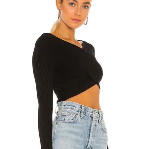 NBD Wrap Ribbed Crop in Black